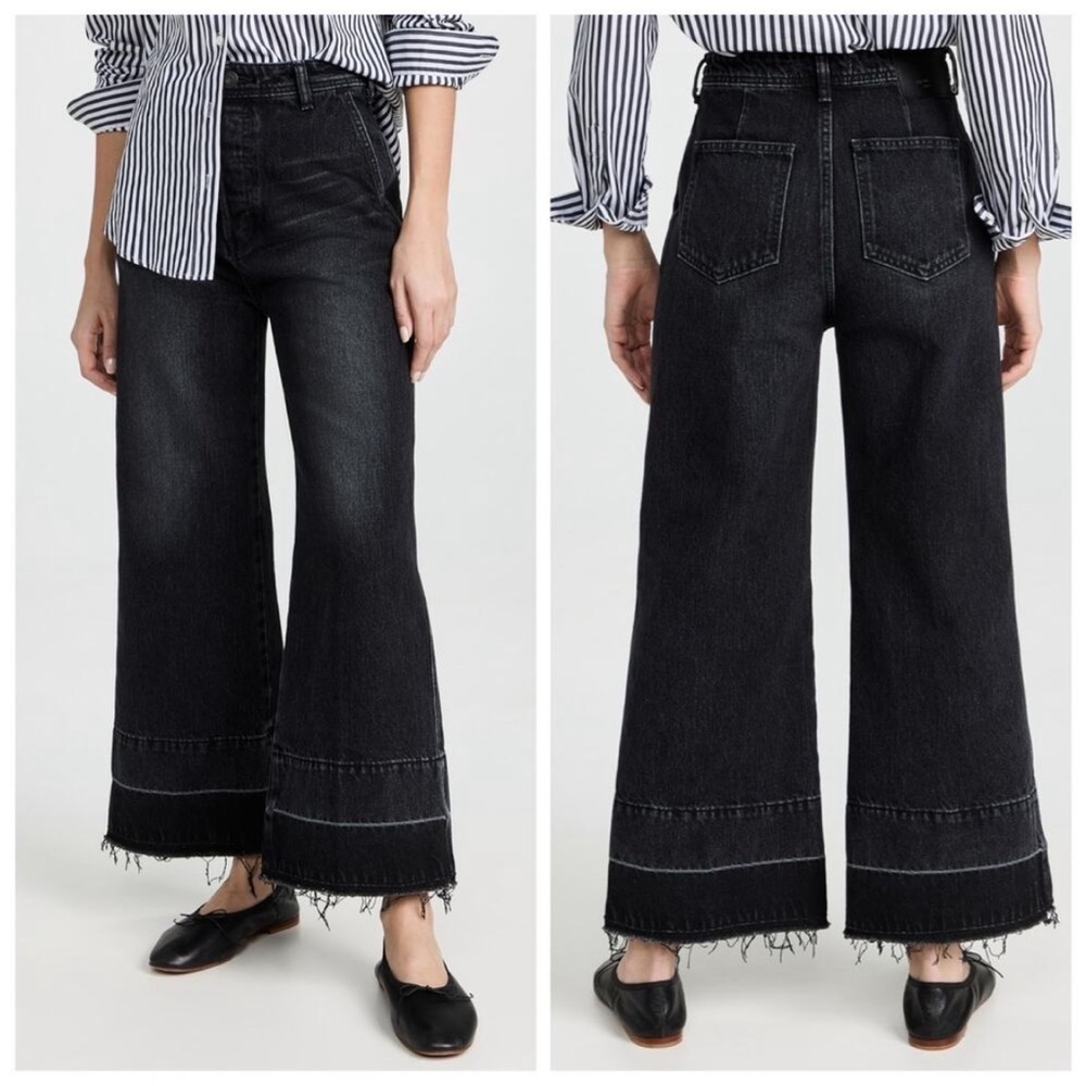 Moussy Elba Jeans Wide Leg Center Press Black